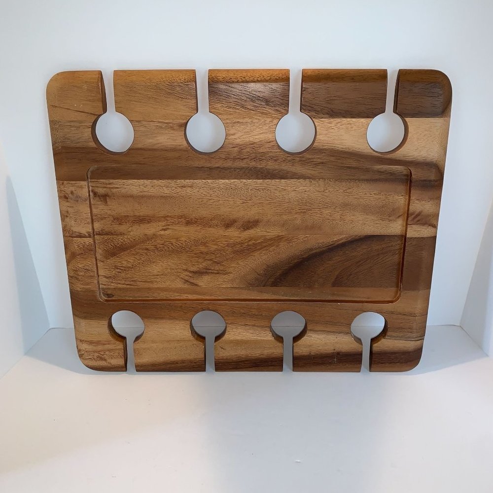 Large Smooth Wooden Wine & Dine Cheese Serving Tray 18x15 Made in Thailand